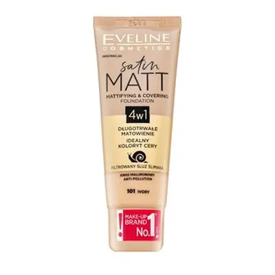 Eveline Satin Matt Mattifying & Covering Foundation 4in1 tekutý make-up s matujícím účinkem 101 