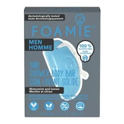 Foamie Men Tuhý sprchový gel 3in1 Shower Body Bar Watermint and Lemon 90 g