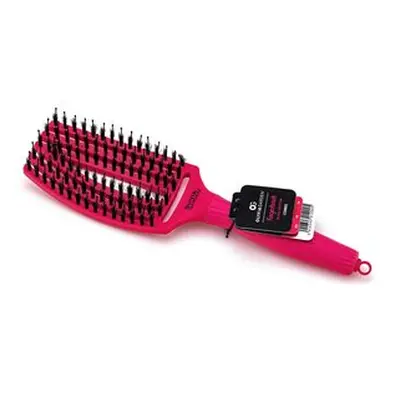 Olivia Garden Fingerbrush Combo Medium Hot Pink kartáč na vlasy s nylonovými a kančími štětinami