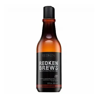 Redken Brews 3-in1 Shampoo šampon, kondicionér a sprchový gel pro všechny typy vlasů 300 ml