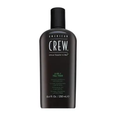 American Crew 3-in-1 Tea Tree šampon, kondicionér a sprchový gel pro každodenní použití 250 ml