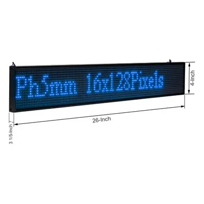 LED displej s běžícím textem wifi - 66 cm x 9,6 cm - modrý