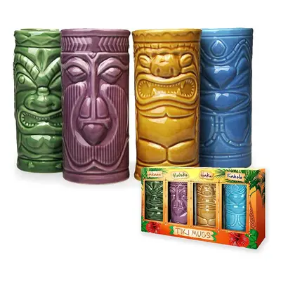 Koktejlové keramické poháry - TIKI Mugs sada 4ks