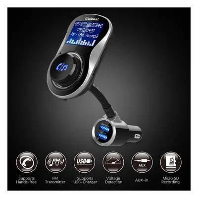 Digitální FM transmitter s Bluetooth voláním a MP3 / WMA dekodérem + 2x USB autonabíječka