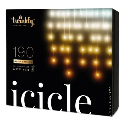 LED vertikální pásy 5m - Twinkle Icicle + BT + Wi-Fi s 190 ks AWW dioda - bílé led