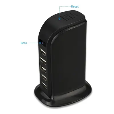 USB napájecí adaptér 5-port s Wi-Fi FULL HD spy kamerou + 16GB paměť