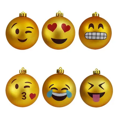 Vánoční koule Emoji (Emotikon) 6ks - originální vánoční ozdoby na stromeček