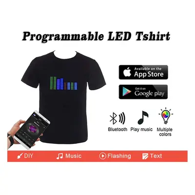 LED RGB barevné programovatelné LED tričko Gluwy přes chytrý telefon (iOS/Android) - vícebarevné