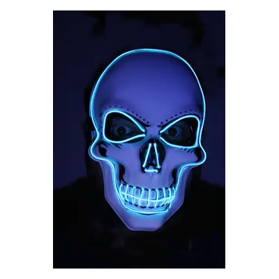 Svítící maska na obličej LED - Skull modrá