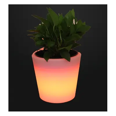 LED květináč (hrnník) svítící + možnost měnit RGB barvy + IP44 (27x27x28 cm)