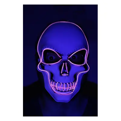 LED kukla na obličej SKULL - fialová