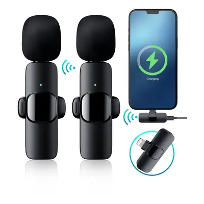 SET Bezdrátový mikrofon na smartphone 2x s transmittrem s USB-C + Klip + 360° nahrávání