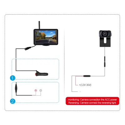 Bezdrátový kamerový set do auta - 5" monitor + mini zadní HD kamera (IP68)