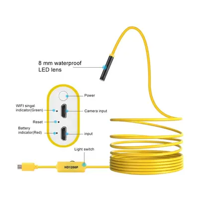 HD Endoskop s LED světlem a WiFi s dlouhým husím krkem až do 5m