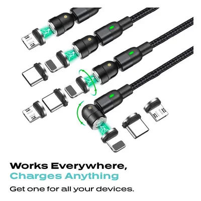 Magneticky nabíjecí kabel univerzální otočný USB kabel (Micro/ USB C/ iPhone)