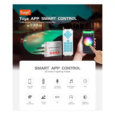 Smart ovladač na RGB osvětlení do bazénu - ovládání přes Smartphone Tuay app