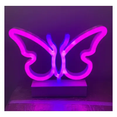 Motýl (BUTTERFLY) - Svítící neonové LED logo na podstavci