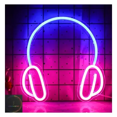 HEADPHONES (Sluchátka) - Neonové LED svítící logo na zeď