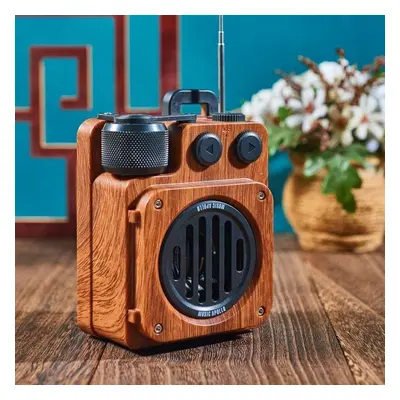 Staré vintage radio přijímač - retro dřevěné s Bluetooth + FM/AM rádio / AUX / USB disk / Micro 