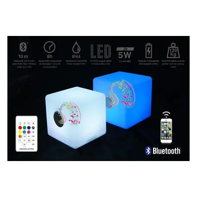 Bluetooth reproduktor Kostka LED barevný + 10W výkon + IP44 - exterier / interiér