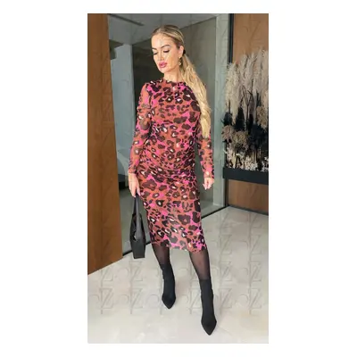 Dámské midy šaty - vzor leopard - ISERIA - fashion Julzz