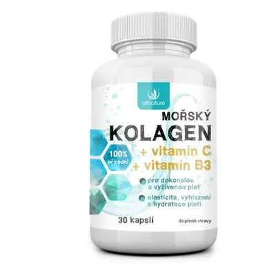 Allnature Mořský kolagen + vitamin C + vitamin B3 30 kapslí