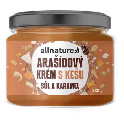 Allnature Arašídový krém s kešu, solí a karamelem 220 g