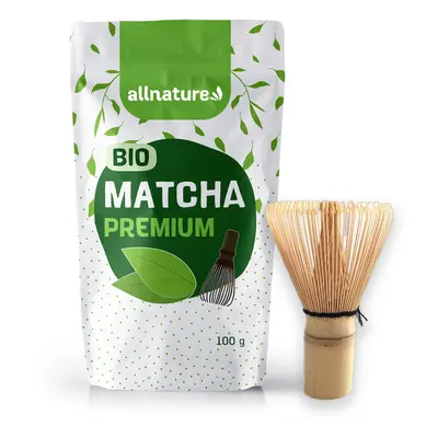 Allnature Matcha Tea Premium BIO 100g & Japonská metlička