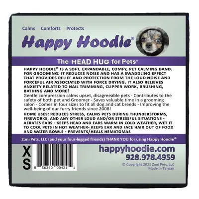 Happy Hoodie - uklidňující čelenka pro psy a kočky Barva: Černá, Velikost: XS