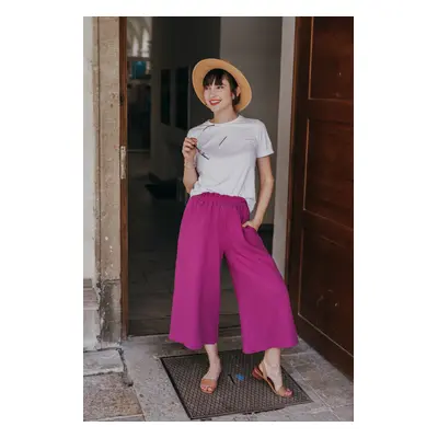 Mušelínové culottes Esme fuchsiové