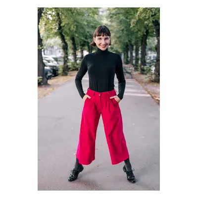 Manšestrové culottes Michele fuchsiové