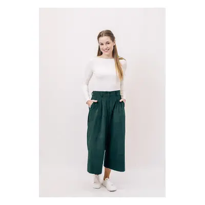 Manšestrové culottes Michele tmavě zelené