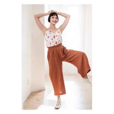 Mušelínové culottes Esme hnědé