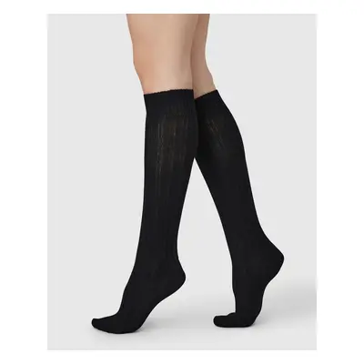 Swedish Stockings Swedish Stockings: Vlněné podkolenky Bodil Black s kašmírem