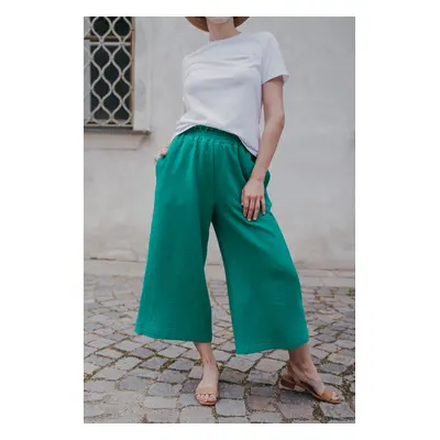 Mušelínové culottes Esme zelené