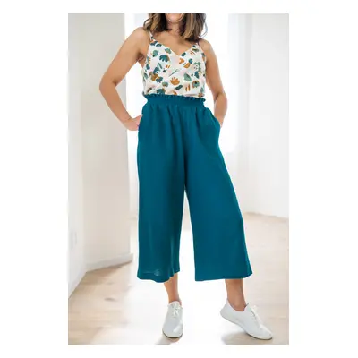 Mušelínové culottes Esme petrolejové