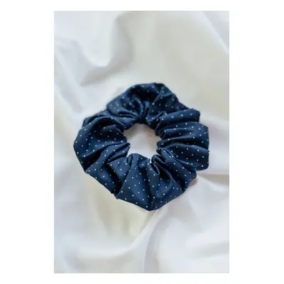 Bavlněná gumička scrunchie modro-bílý puntík