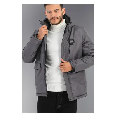 River Club Men's Anthracite Hooded Water And Windproof Fibrous Winter Coats & Parka