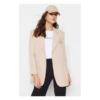 Trendyol Beige Buttoned Blazer Woven Lined Jacket