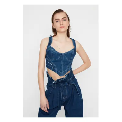 Dámský crop top Trendyol TPRAW22BZ1118/Navy blue