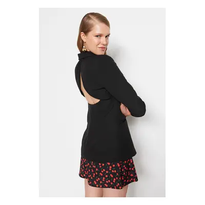 Trendyol Black Woven Lined Back Detail Blazer Jacket