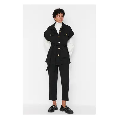 Trendyol Black Gold Buttoned Vest-Pants Knitted Suit