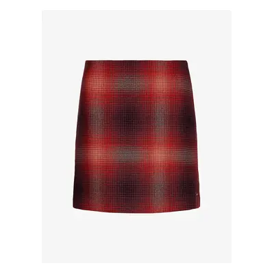 Červená dámská krátká sukně s příměsí vlny Tommy Hilfiger Wool Shadow Check Short