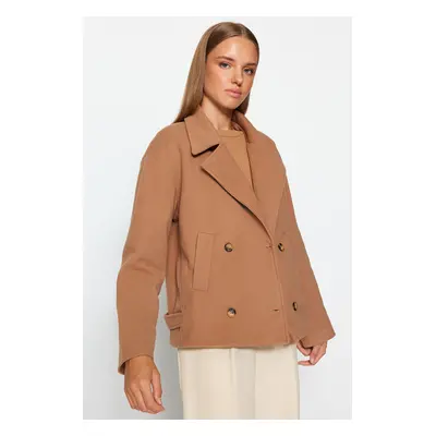 Trendyol Brown Oversize široký střih Stamped Coat