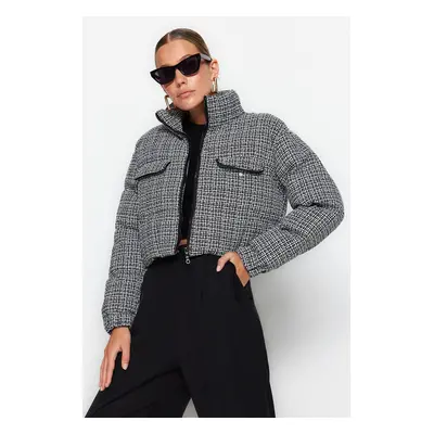 Trendyol Black Tweed Crop Down Jacket