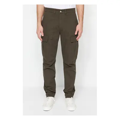 Trendyol khaki úzké cargo gabardénové kalhoty