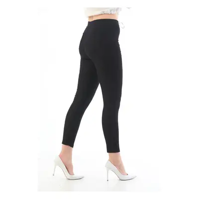 BİKELİFE Black Plus Size High Waist Lycra Gabardine Leggings Trousers