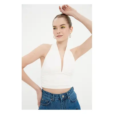 Trendyol Ecru Weightlifting Fitted Crop Knitted Blouse