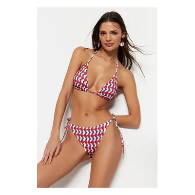 Trendyol Geometrický vzorovaný trojúhelník kravata pravidelné bikiny Set