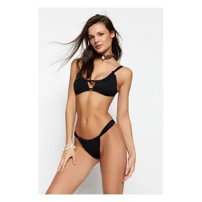 Trendyol Black Tunnel High Leg Bikini Bottom